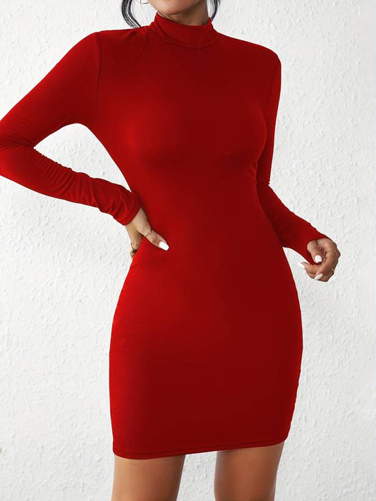 Klassisches Bodycon Kleid mit Rollkragen