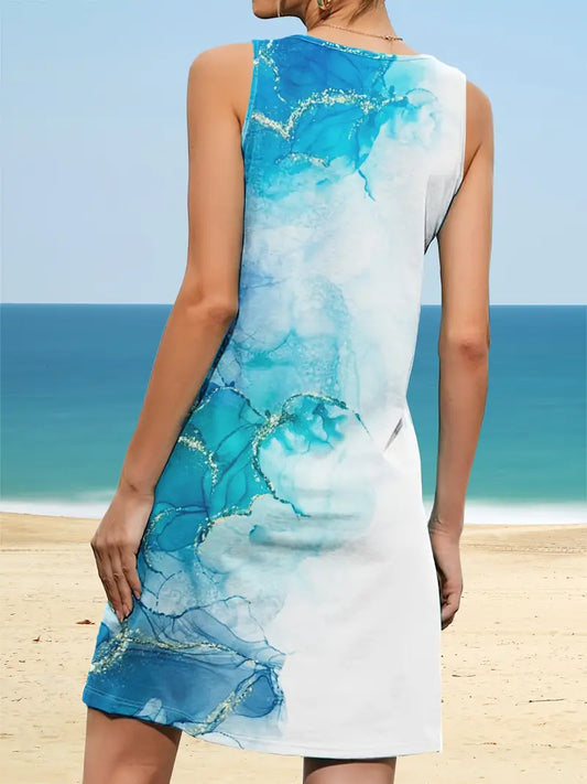 Ärmelloses Strandkleid mit Wellenmuster