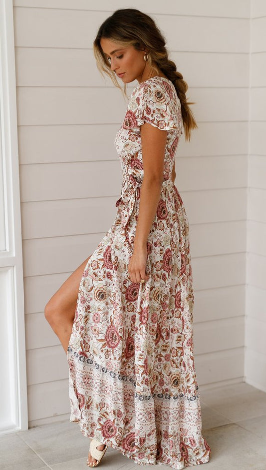 – Bohemian-Blumen-Wickel-Maxikleid