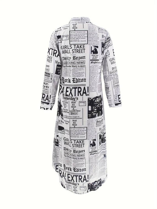 – Hemdkleid mit Zeitungsdruck