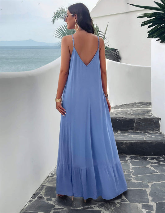 Maxikleid mit Taschen – Blau