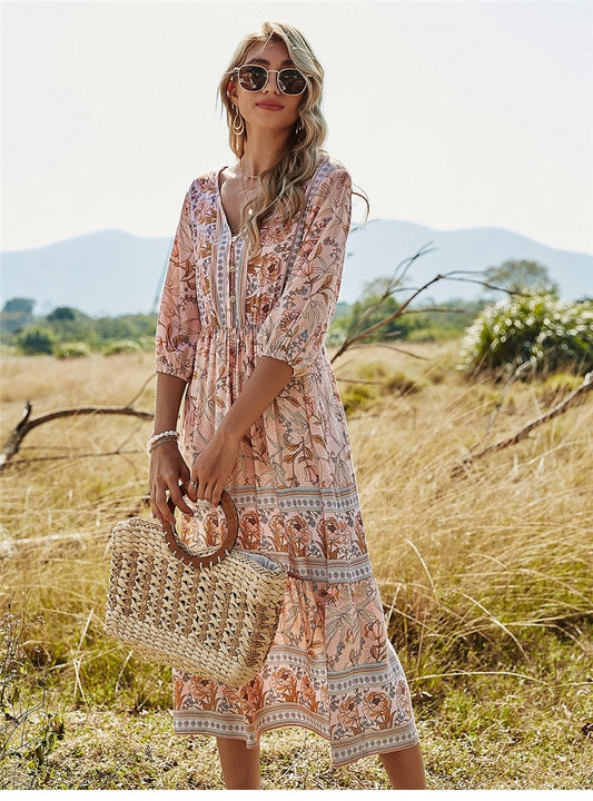 Mode | Bonnie - Bohemian Zomerjurk: Verken de Schoonheid van Boho-Chic