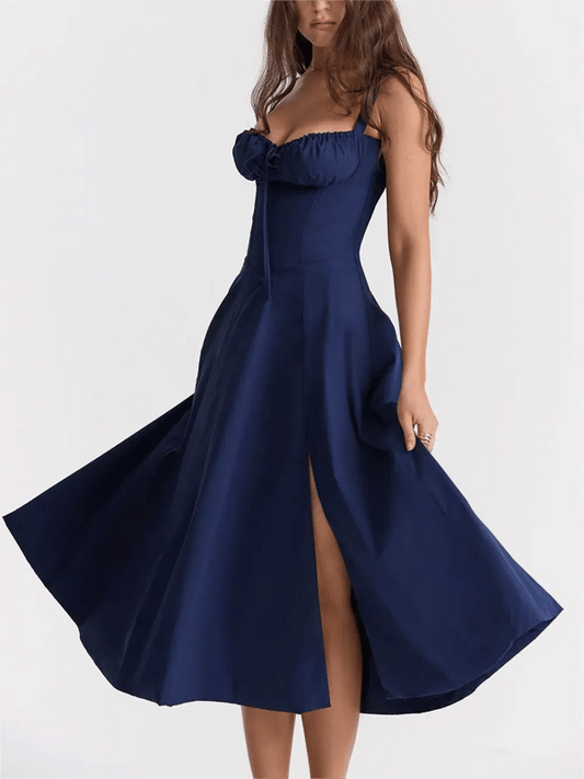 – Geblümtes Bustier-Kleid mit Taillenformung