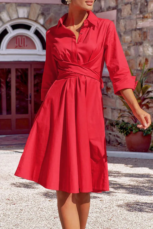 Anne® | Kleid mit gekreuzter Schleife und Knöpfen