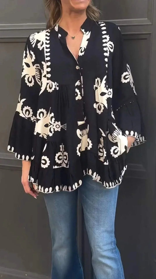 Boho Lässige Fließende Bluse