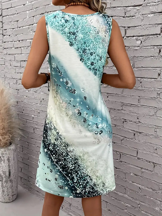 – kleid mit abstraktem print und rundhalsausschnitt