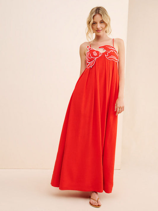 Damen-Maxi-Kleid | Rot