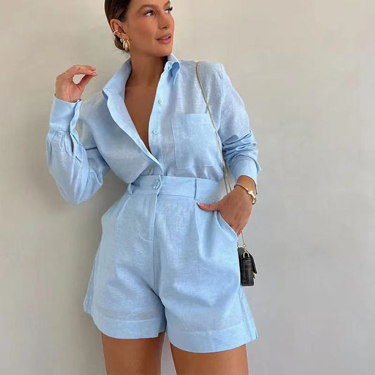 50% Rabatt | Linen Luxe™ - Lässiges Leinenblusen- und Shorts-Set für Damen [Letzter Tag Rabatt]