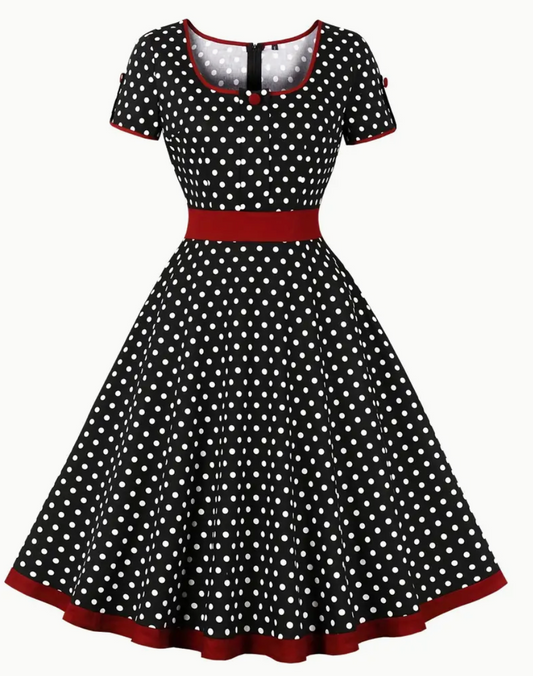 Schönes Vintage Tupfen Damen Kleid