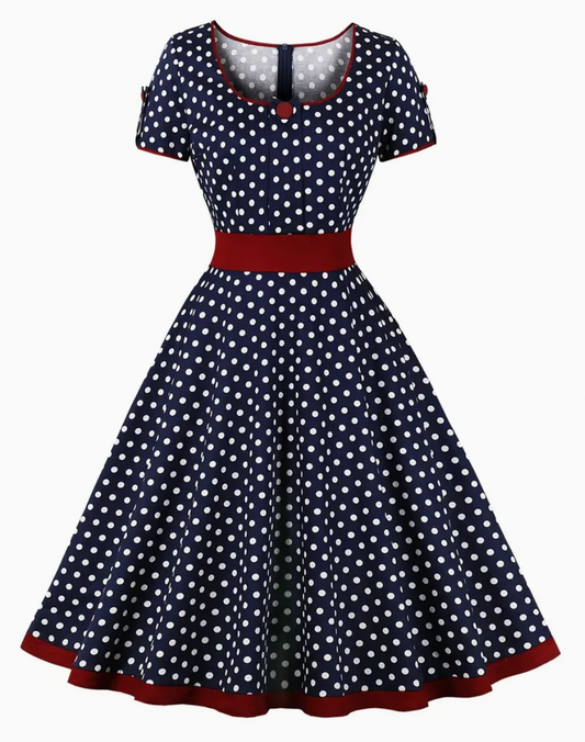 Schönes Vintage Tupfen Damen Kleid