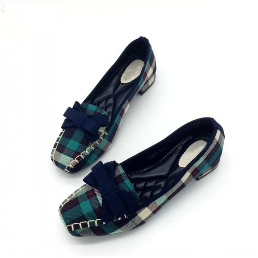 Plaid Cute Bow Tie Flat