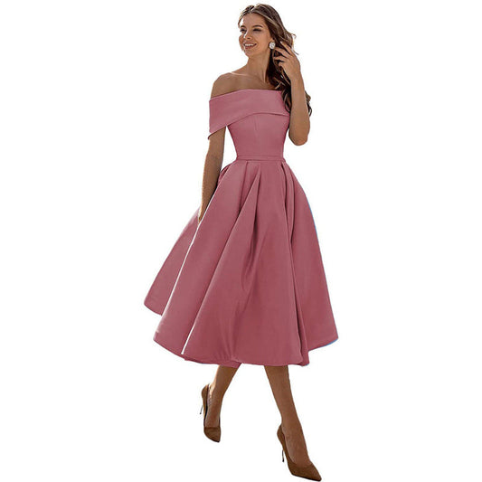 Trägerloses Satin Abendkleid