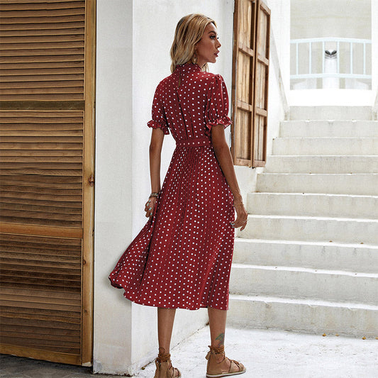 Plissiertes Kleid mit Polka Dots