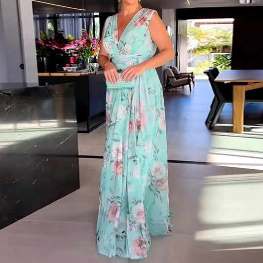 Florales Maxikleid mit V-Rücken