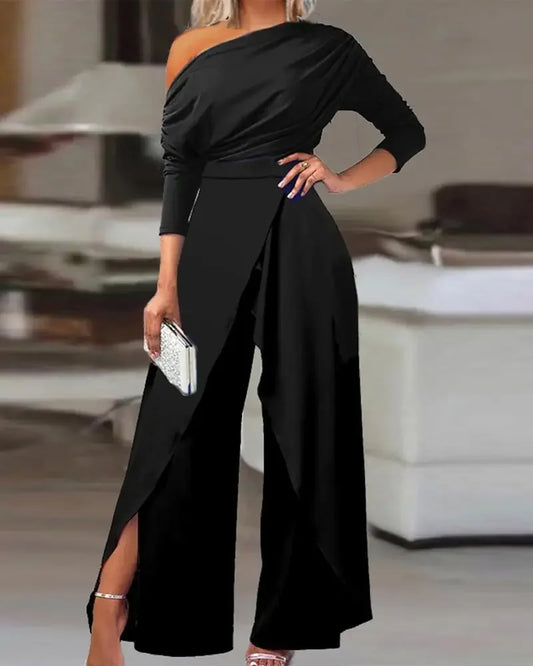 Sarah - Modischer eleganter Overall mit weitem Bein