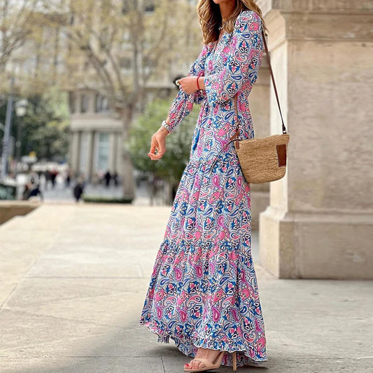 Amara - Langes Boho-Kleid mit Paisley-Muster