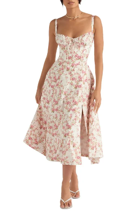 Kleid mit Spaghettiträgern und quadratischer Taille für Damen | Rosy