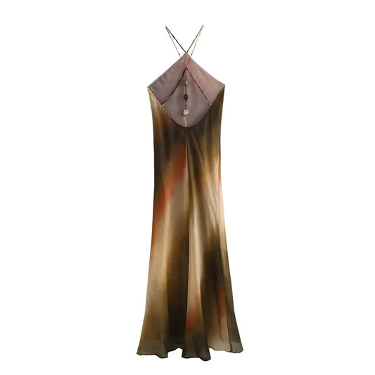 Tie-Dye Halter Lange Kleid