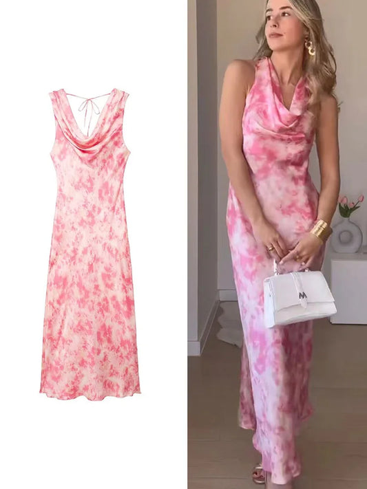 Tie Dye Kleid mit Schwingkragen