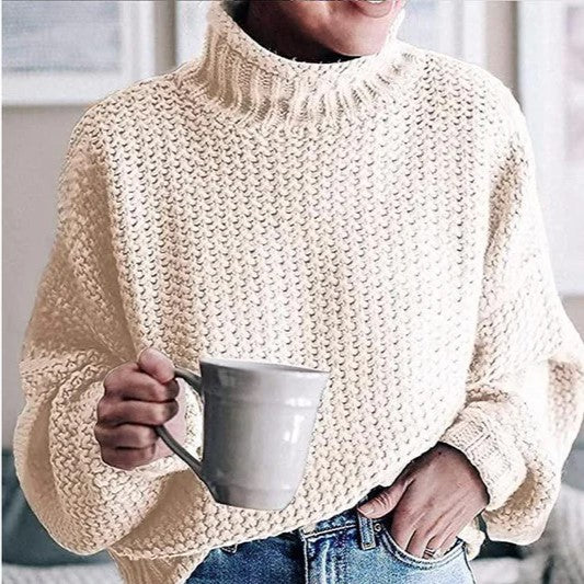 Gemütlicher Rollkragenpullover mit grober Stricktextur