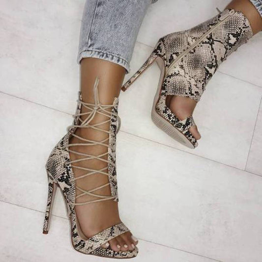 Python Beauty Ankle Heeled Sandal