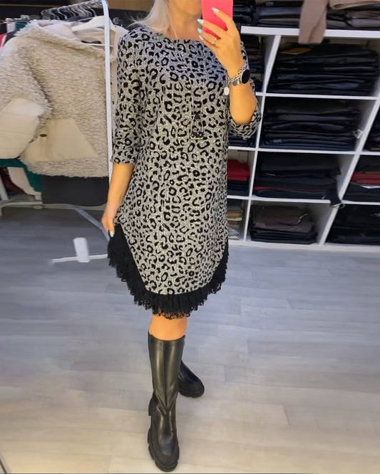 A-Linien-Kleid mit Leopardenmuster