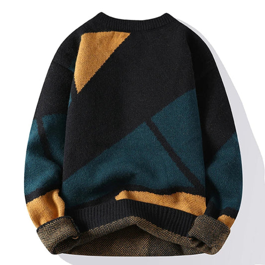 Pullover mit geometrischem Muster und Rundhalsausschnitt