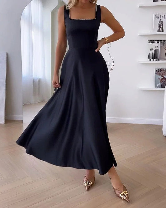 Sommerkleid mit quadratischem Ausschnitt ohne Ärmel für Damen | Kiera