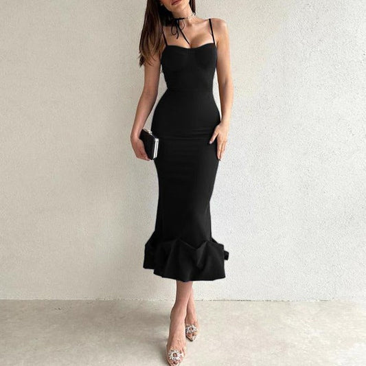 Siliana - Elegantes einfarbiges Slip-Kleid