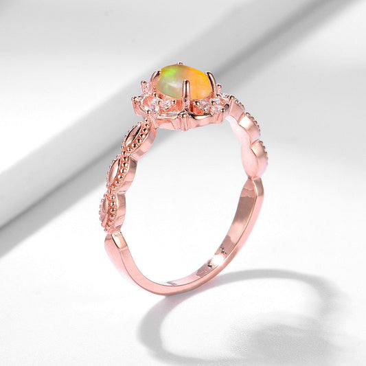 Classic Handmade Opal Gemstone Rings with 925 Silver Ring