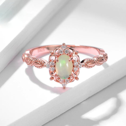 Classic Handmade Opal Gemstone Rings with 925 Silver Ring