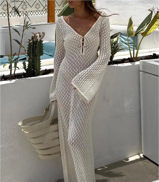 Sirena™ | Sexy Frauen langes gestricktes Strandkleid